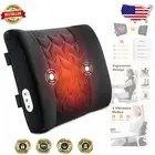 Heated Lumbar Support Pillow with Vibration Massage for Office Chairs - Black