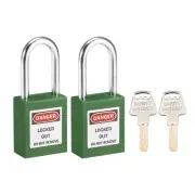 Lockout Tagout Locks 1-1/2 Inch Shackle Key Alike Safety Padlock Green 2pcs