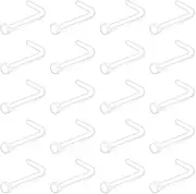 [Ruifan] 20G Clear Bioflex L Shaped Nose Ring Stud Retainer Body Jewelry Piercing Top Flat 2mm 2.5mm 3mm 20-30PCS