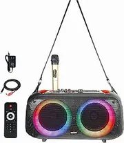 Bluetooth Karaoke Speakers with Wireless Microphone, Portable Karaoke Machine, 5.0 Wireless Singing System, Guitar Amplifier, Loud/DJ Light/TWS/USB/TF/AUX/FM for Family Outdoor