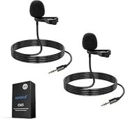 NEEWER 2 Pack Lavalier Lapel Microphone Compatible with Rode Wireless GO II Wireless Pro DJI Wireless Mic, 3.5mm TRS Omnidirectional Condenser Wired Clip On Lav Mic for YouTube Live Stream, CM5