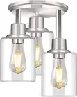 Semi Flush Mount Ceiling Light, 3 Light Close to Ceiling Light Fixtures, Brushed