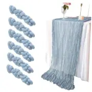 10 FT Cheesecloth Table Runner, Boho Table Runner Table 6 Pack Dusty Blue