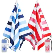 2 Pack Large Quick Dry Beach Towels, Microfiber 30" x 60" Mixed Color-red/Blue