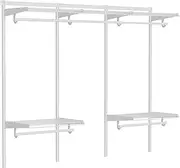 LOVMOR Closet System Shelves 6-10FT, Adjustable Metal Wire Shelving, Wall-mounted Closets Kit with Expandable Hanging Rod, DIY Organization Rack for Walk-in/Built-in Wardrobe of Bedroom, Laundry