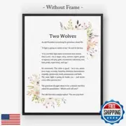 Two Wolves Art Print, Two Wolves Story, Book Page Wall Decor, Wise Book Quote