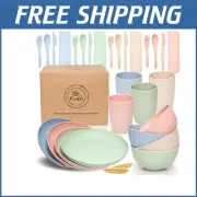 Lightweight and Durable Wheat Straw Dinner Set – Perfect for RV & Camping
