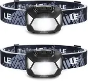 Lepro Head Torch, [2 Pack] Super Bright LED Headlamp with 6 Lighting Modes, Waterproof, Battery Powered LED Lightweight Headlight for Cycling Running Camping for Kids Adults