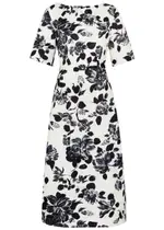 Emilia Wickstead Kora Floral-print Faille Maxi Dress - White And Black - 12 (UK12 / M) 12 (UK12 / M)