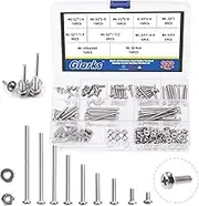 Glarks 222Pcs Machine Screw Assortment Kit #6-32 Stainless Steel Phillips Pan Head Assorted Nuts Bolts and Flat Washers Set, 304 Stainless Steel Machine Screws Assortment Set with Storage Case