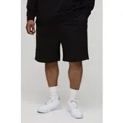 Mens Black Plus 260GSM Loopback Oversized Drop Crotch Basic Shorts