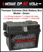 Thumper STD Battery Box GREEN 2 Cigarette Engel Dual USB camper trailer 12 VOLT