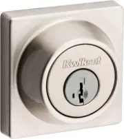 660 Contemporary Deadbolt Deadbolt Lock, Satin Nickel Square Exterior Keyed Fron