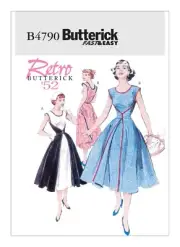 BUTTERICK SEWING PATTERN 4790 MISSES 16-22 EASY RETRO VINTAGE '50s WRAP DRESS