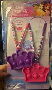 PRINCESS DISNEY BFF Friendship Popper Necklace Set of 2 Fidget Pink Purple New