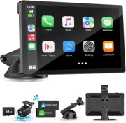 Wireless Carplay Screen for Car with 4K Dash Cam, 9" Portable &...