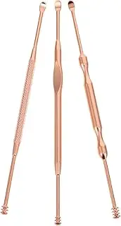 VALICLUD 3Pcs Durable Stainless Steel Ear Comfortable Ear Cleaning Tools for Home Use Portable Rose Gold with Spiral Design