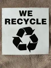 WE RECYCLE 5x5 INCH BLACK AND WHITE STICKER DECAL NON-STUCK VINTAGE
