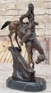 MOUNTAIN MAN Frederic Remington Bronze Handcast Sculpture w/ Marble Base Decor