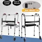 Lightweight Foldable Walking Frame Mobility Walker Wheels Aid Eldery Disability