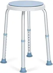 360 Degree Rotating Shower Chair, Tool Free Adjustable Height Seniors and Pregnant Women Shower Stool Tub Chair, Safety Anti-Slip Rubber Tips