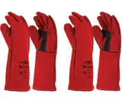 Maxisafe Red Welding Gauntlet Gloves Fabrication Foundry Safety Pizza 2 Pairs