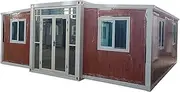 Classic Mobile Expandable Prefab empty House | Outdoor Storage Shed Tiny Home | Modern Foldable House Container Home Sturdy Steel Storag House(19 x 20FT)| Lockable steel Door and plastic steel Windows