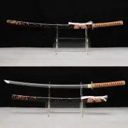 Handmade Japanese Katana Folded Steel Samurai Brass Sword Battle Ready Full Tang