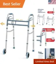 Lightweight Aluminum Rollator Walker with Wheels Adjustable Height Foldable