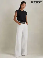Reiss White Maize Flared Side Seam Jeans (N54046) | $325