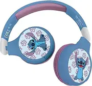 Lexibook - Disney Stitch HPBT010D 2-in-1 Bluetooth and Wired Headphones with Microphone and Control Button, Foldable and Adjustable, Rechargeable Long Term Battery