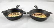 Lot Of 2 Lodge USA 01AT Cast Iron 3" Mini Frying Pan/Ashtray/Spoon Rest