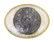 Crumrine Western Mens Buckle Aztec Calendar Silver C01617
