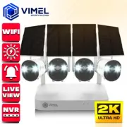 Wireless NVR Security Camera System WIFI Solar Powered UHD 2K Cloud Outdoor Home