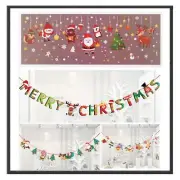 12pcs Christmas Window Stickers Decals & Xmas Bunting Hanging Flag Party Decor