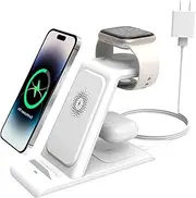 HATALKIN 3 in 1 Wireless Charging Station Compatible for Apple Products Multiple Devices Apple Watch 7 SE 6 5 4 3 2 AirPods 3 / Pro/2 iPhone 13 12 11 Pro Max/X/XS/XR/8 Plus Fast Wireless Charger Stand
