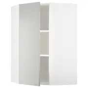 METOD corner wall cabinet with shelves, white/Havstorp light grey, 68x37x100 cm