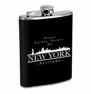 Flask New York Attitude 01R 8oz Stainless Steel Hip Drinking Whiskey