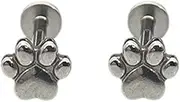 [Niaspi] 16G Paw Print Labret Cartilage Studs Earrings for Women Unisex Titanium Steel Cute Cat Dog Animal Pet Tragus Monroe Helix Barbell Lip Stud Flat Back Earrings Piercing Jewelry 8mm, One Size, Titanium,