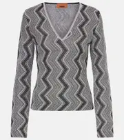 [Missoni] Missoni Zig Zag metallic knit sweater UK 14 black