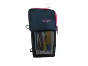 Five Star Mead Stand ‘N Store Micro-Mesh Pencil Pouch Navy Pink Interior Pockets