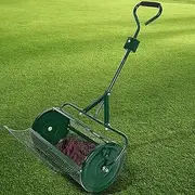 24In Compost Spreader,Peat Moss Spreader with Upgraded T Shaped Handle, Peat Moss Spreader for Compost, peat Moss, Topsoil, Seeding, Multi-Purpose Manure Spreader Roller