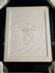 Cris X Hand Drawing (Study of Mickey Surfing) Canvas Board Hand Signed & Rare