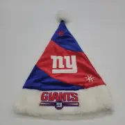 NEW NFL New York Giants Blue Red Christmas Santa Clause Style Hat NY Fur Snow