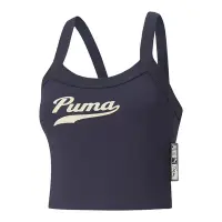 在飛比找Yahoo奇摩購物中心優惠-Puma 背心 Team 深藍 黃 小可愛 休閒 女款 短版