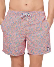 Tom & Teddy Coral Print 6 Swim Trunks