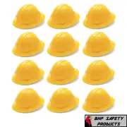 (12 HATS) PYRAMEX FULL BRIM SAFETY HARD HAT YELLOW W/ 4 POINT RATCHET SUSPENSION