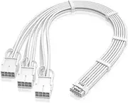EZDIY-FAB GPU Power Sleeved Cable Extension, 16pin(12+4) 12VHPWR PCIe 5.0 Connector Male to 3X PCIE 8 PIN for RTX4070ti/ 4080/ 3090Ti, with Pre-Installed Cable Combs-16AWG/All White