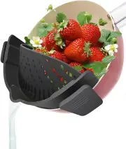 YEVIOR Clip on Strainer for Pots Pan Pasta Strainer, Silicone Food Strainer Hand