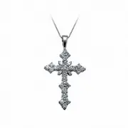 0.5 CT. T.W. Natural Diamond Ornate Cross Pendant in 10K White Gold